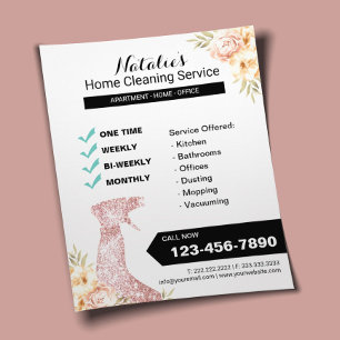 Huis Schoonmaak Vintage Bloem Huishouding Flyer