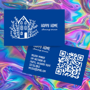 Huis schoonmaakdiensten Hand getrokken Doodle QR-c Visitekaartje