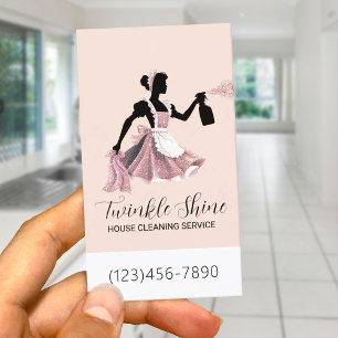 Huis schoonmaakservice Elegant Blush Pink Maid Visitekaartje