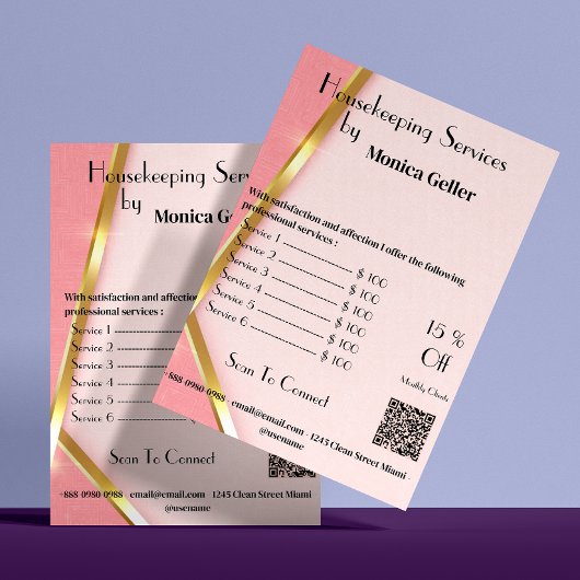 Huis Schoonmaakster Prijs Rose Goud Blush QR Code Flyer