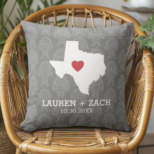 Huis Staat Kaart Kunst - Aangepaste Huwelijk Texas Kussen