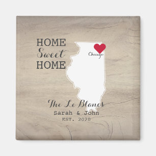 Huis Sweet Home Chicago Illinois Rustic Wood Magneet