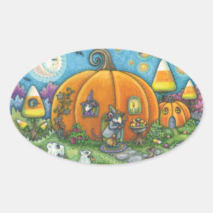 HUIS-, TRICK- EN TREATINGSTOESTELLEN OVALE STICKER