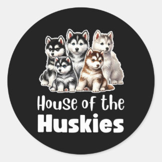 Huis van de Huskies Schattigee Waterverf Puppy Hus Ronde Sticker