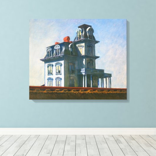 Huis van de spoorwegen | Edward Hopper | Canvas Afdruk (Insitu (Houten vloer))