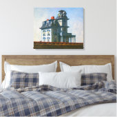 Huis van de spoorwegen | Edward Hopper | Canvas Afdruk (Insitu (Slaapkamer))