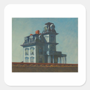 Huis van de Spoorwegen - Edward Hopper Vierkante Sticker