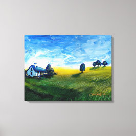 Huis van de Triptych voor het platteland Canvas Afdruk