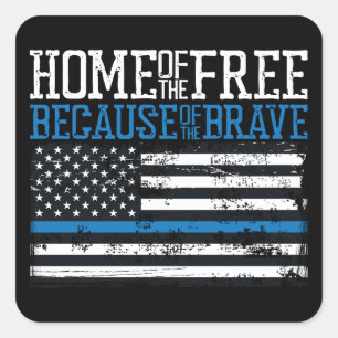 Huis van de vrije mensen dankzij de dapperen USA V Vierkante Sticker