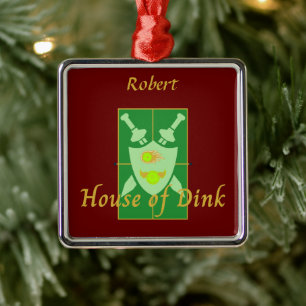 Huis van Dink Pickleball Wapenschild Gepersonalise Metalen Ornament