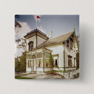 Huis van Edvard Grieg Vierkante Button 5,1 Cm