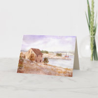 Huis van een Visser Noorwegen Kust Aquarel Schilde