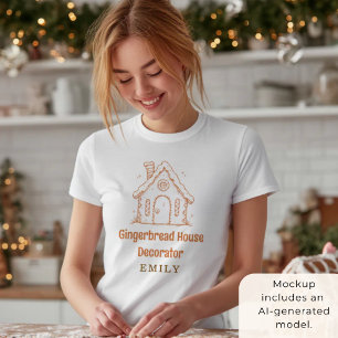 Huis van Gemberkoek Decorateur Naam Kerstmis T-shirt