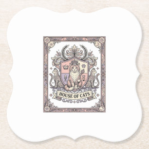 Huis Van Katten Katten Heraldiek Wapen Vintage Kartonnen Onderzetters