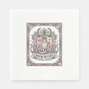 Huis Van Katten Katten Heraldiek Wapen Vintage Servet