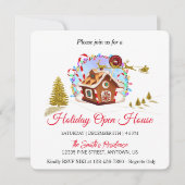 Huis van peperkoek en gouden kerstman vakantie feestdagenkaart (Voorkant)