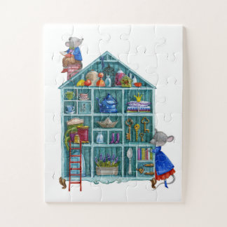 Huis van twee schattige kleine muizen legpuzzel