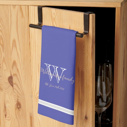 Huis Verwarming Geschenk Monogram Familienaam Chic Theedoek (Derde Gevouwen)