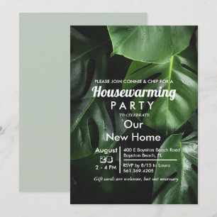 Huis Verwarmingsfeest Tropisch Blad Uitnodiging