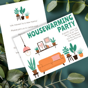 Huis Verwarmingsfeest Uitnodiging Cute Woonkamer B