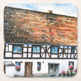 Huis Vierkante Kartonnen Onderzetter