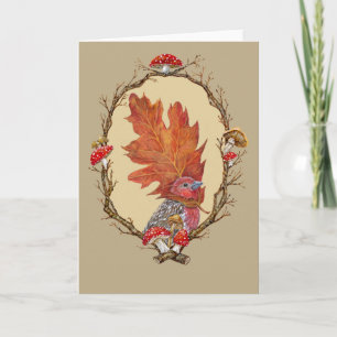 Huis vinkt met eikenblad kaart