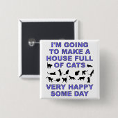 Huis Vol Katten Grappige Kat Dames Knoop Badge Vierkante Button 5,1 Cm (Voorkant /achterkant)