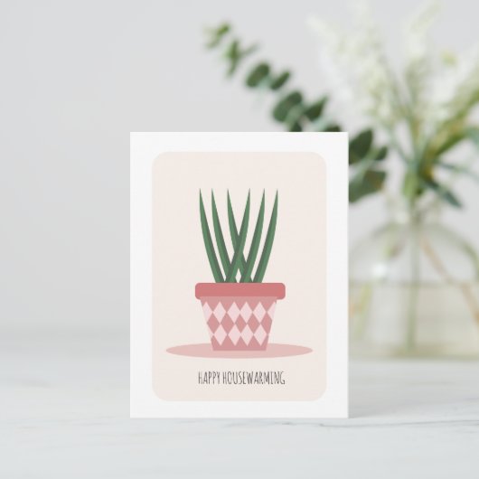 Huis warming Aloe Potted Plant Nieuw Huis Feest Po Briefkaart (Staand voorkant)