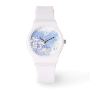 huis: waterverf tekenen horloge
