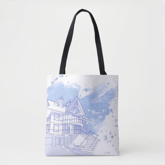 huis: waterverf tekenen tote bag (Voorkant)