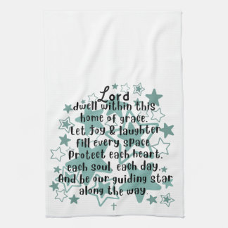 Huis Zegen Gedicht Teal Sterren Theedoek