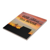 Huis Zegen Zonsondergang Silhouet Tegeltje (Zijkant)