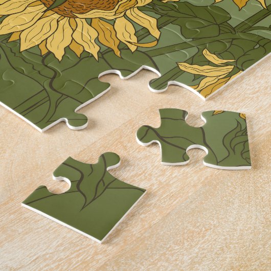 Huis Zonnebloemen veld illustratie Legpuzzel (Zijkant)