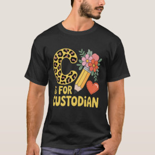 Huisbewaarder Luipaard Schoonmaker en Bloemen T-shirt