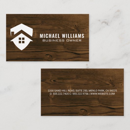 Huisconstructie | Houten Visitekaartje (Voorkant / Achterkant)