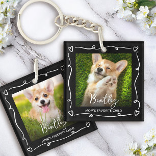 Huisdier 2 Foto Doodles Hart Moeder Favoriete Kind Sleutelhanger