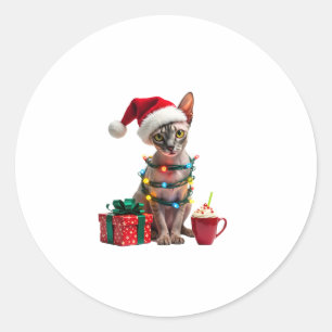 Huisdier Dierenvrienden Schattigee Sphynx kat rend Ronde Sticker