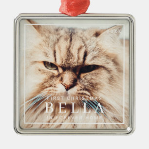 Huisdier Eerste Kerstmis in Forever Home Foto Vaka Metalen Ornament