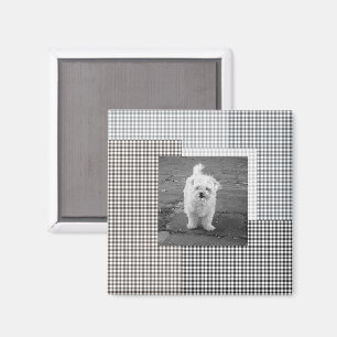Huisdier FOTO Classic Gingham Patronen neutraal ch Magneet