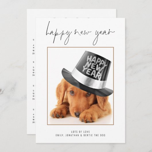 Huisdier Foto Gelukkig Nieuwjaar 2026 Kalender Feestdagenkaart (Voorkant / Achterkant)