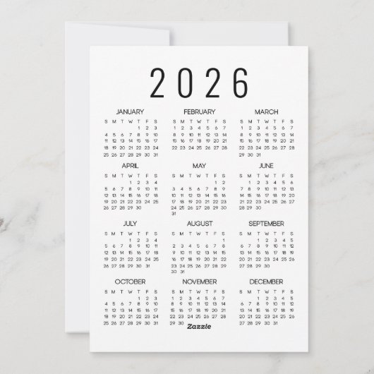 Huisdier Foto Gelukkig Nieuwjaar 2026 Kalender Feestdagenkaart (Achterkant)
