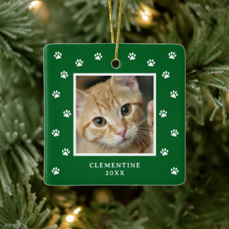 Huisdier Foto Kerst Ornament met Pootafdruk