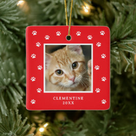 Huisdier Foto Kerst Ornament met Pootafdruk