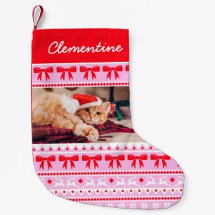 Huisdier Foto Kerstmis Faux gebreide trui met naam Kleine Kerstsok