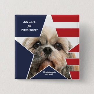 Huisdier Foto Presidentiële Verkiezing 2024 Hond k Vierkante Button 5,1 Cm