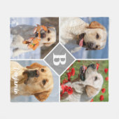 Huisdier Fotocollage Gepersonaliseerde Monogram Ho Fleece Deken (Voorkant (Horizontaal))
