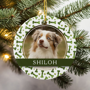 Huisdier Groen Bot Harten Patroon 2 Foto Keramisch Ornament