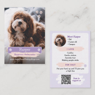Huisdier handelskaart, foto- en QR-code therapieho Contactkaartje