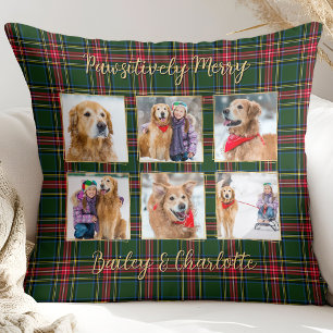Huisdier Hond Custom Gouden Fotocollage Kerst Gepl Kussen