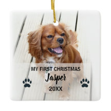 Huisdier Hond Eerste Kerstfoto's Boom Ornament